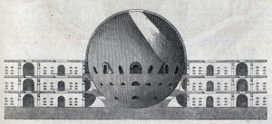 クロード・ニコラ・ルドゥー（1736-1806）によるショーの町の墓地計画の断面図。 作： Claude Nicolas Ledoux