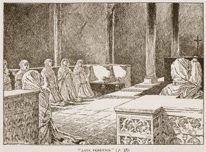 Laus Perennis、HDM Spence-Jonesによる「イングランドの教会：人々の歴史」のイラスト、パブ。 1910年頃（セピア写真） 作： Claude Shepperson
