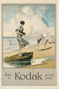 「コダックを持っていこう」、コダックの広告ポスター、1910年頃（カラーリトグラフ）