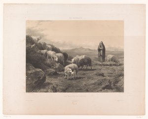 カンタルの平原で羊と羊飼い Les vallées du Cantal (オブジェクトのタイトル) 牧場（シリーズタイトル） Les paturages (オブジェクトのシリーズ タイトル) 作： Claude Thielley