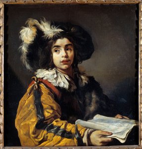 Le jeune singer クロード・ヴィニョン（1593-1670）の絵 17世紀 日0.95×0.9m 作： Claude Vignon