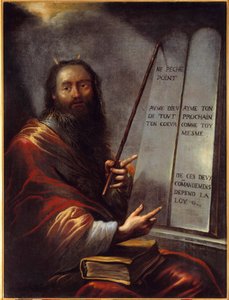 モーゼと律法の表 クロード・ヴィニョンの絵画（1593-1670） 17世紀 日1,29x0,9 m ルーアン、ボザール美術館（Musee des Beaux Arts 作： Claude Vignon