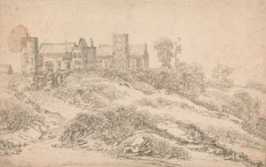チューダー様式の邸宅と教会 作： Claude de Jongh