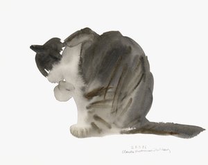 猫、1985（水彩） 作： Claudia Hutchins Puechavy