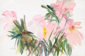 牡丹、1987年（紙に水彩） 作： Claudia Hutchins Puechavy