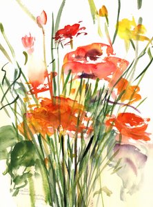 バターカップ、2001（水彩） 作： Claudia Hutchins Puechavy