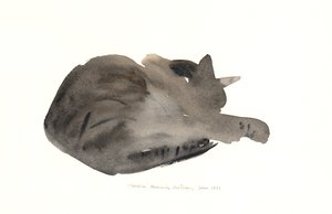 ねこねこ1985（水彩） 作： Claudia Hutchins Puechavy