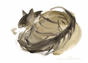 ねこねこ1985（水彩） 作： Claudia Hutchins Puechavy