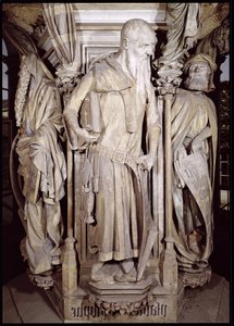 モーゼの井戸、六角形の台座からのイザヤの詳細、1395-1404石 作： Claus and Malouel, Jean Sluter