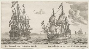 アムステルダムのさまざまな船と景色 (Verscheÿde Schepen en Gesichten van Amstelredam)、パート II: 真珠と東インド人、二重鷲、西インド人 作： Clement de Jonghe