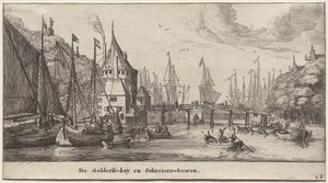 アムステルダムのさまざまな船と景色 (Verscheÿde Ships and Gesichten van Amstelredam)、パート II: The Geldersche Quai and Schreiers Tower