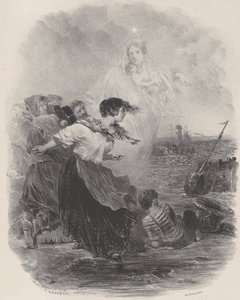 マドンナと一緒に船を指差す海辺の女性, ca. 1848-62。 作： Célestin Nanteuil