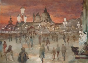 リーヴァ・デイ・スキアヴォーニ、クリスマス・イヴ、2019年（水彩画） 作： Clive Wilson