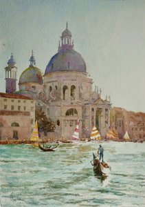 敬礼、夕日の帆、2020年（水彩画） 作： Clive Wilson