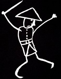 帽子をかぶったキャラクターで、制服を着て振り回されます。 Emile Cohl (1857-1938) が黒地に白で描いたアニメ。 作： Cohl