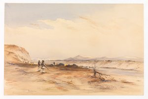 サンタ・クルス川での狩猟、1878年頃（水彩画） 作： Conrad Martens