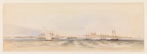 モンテビデオ港、1878年頃（水彩画） 作： Conrad Martens