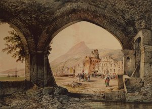 A Village Assembly、イタリア（鉛筆と水彩） 作： Consalvo Carelli