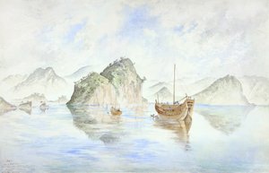 長崎、日本パッペンベルク島（水彩画） 作： Constance Frederica Gordon Cumming
