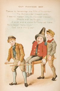 ガイフォークスデー、「オールドマザーグースの韻と物語」より、フレデリックワーンウント社発行、1890年代頃（クロモリト） 作： Constance Haslewood