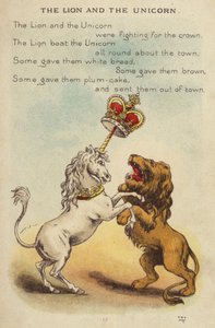 童謡。ライオンと一角獣（クロモリソウ 作： Constance Haslewood