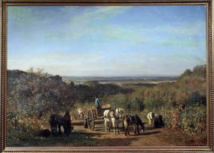 セーヌ河畔の収穫風景 a Suresnes コンスタン・トロヨン(1810-1865)の絵画 19世紀 Sun.0.97x1.39 m パリ、オルセー美術館 作： Constant Emile Troyon