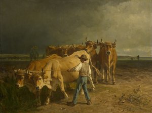 牛耕、1860 作： Constant Emile Troyon
