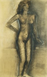 Nu em pé; Nu Debout - Standing Nu, c.1945 (carvão e pastel sobre papel)