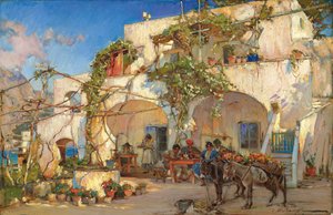 居酒屋で（キャンバスに油彩） 作： Constantin Alexandrovich Westchiloff