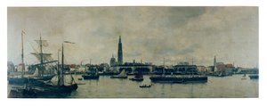 アントワープのウォーターフロント（キャンバスに油彩） 作： Constantin Emile Meunier