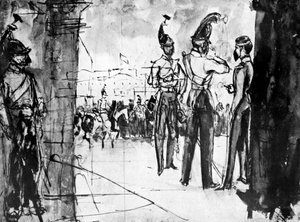 兵士のグループ、1930年。 作： Constantin Guys