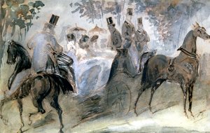 エレガントな馬とライダー、c1822-1892 作： Constantin Guys