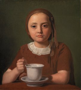 少女の肖像画、EliseKøbke、彼女の前にカップがある、1850