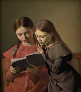 アーティストの姉妹シグネとアンリエットが本を読んで1826