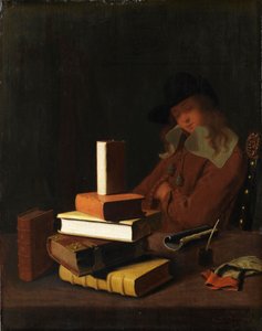 眠っている学生、1663 作： Constantin Verhout or Voorhout