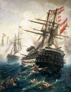 1866年にオーストリア・ハンガリー帝国とイタリアの間で戦ったリッサの戦い（キャンバスに油彩） 作： Constantin Volanakis