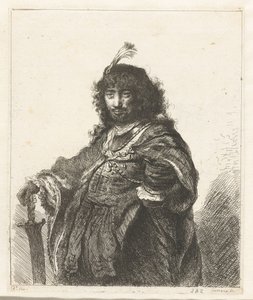 自画像 (?) 羽毛のついた帽子と下げたサーベル 作： Constantino Cumano