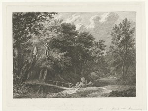 木製の橋と森の景色 作： Constantinus Cornelis Huysmans