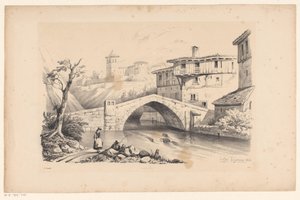 山村の川に架かる橋 風景（シリーズタイトル） 作： Constantinus Cornelis Huysmans