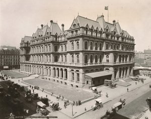 クラークストリートとジャクソンブルバード、シカゴ、1889で郵便局とカスタムハウスのビュー 作： Copelin and Hine Copelin and Hine