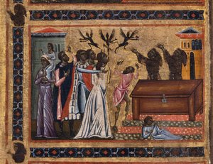 バルディ聖フランシスの祭壇画と彼の人生の 20 の物語、バルディ礼拝堂、詳細 作： Coppo di Marcovaldo