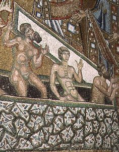 最後の審判」（後陣上のヴォールトから、地獄に入る呪われた人々のディテール 作： Coppo di Marcovaldo