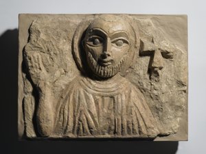 聖人の胸像 エジプト出土 4～5世紀 石灰岩に彩色を施したもの 作： Coptic Coptic