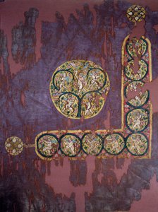 コプト美術：収穫の愛を込めたハンギング（紀元4世紀）パリ、ルーヴル美術館