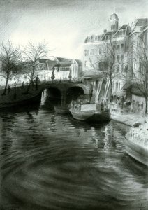 都市の運河の絵 作： Corné Akkers