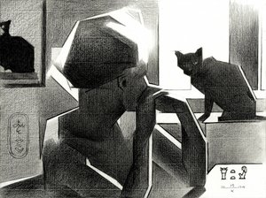 エジプトの女王と黒猫 作： Corné Akkers