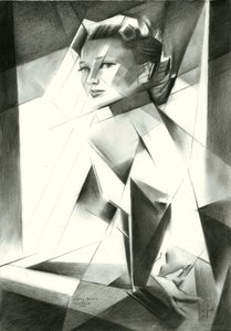 ファセット加工が施された女性の肖像画 作： Corné Akkers