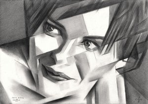 幾何学的な顔の肖像画 作： Corné Akkers