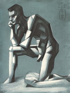 ひざまずく幾何学的な男 作： Corné Akkers