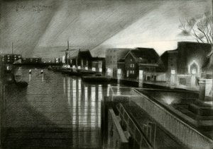 夜の運河の輝き
